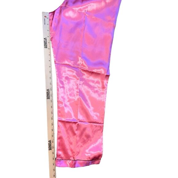 New Vintage Longevity Pink Satin Chinese Pajama Set Large Embroidered - Picture 15 of 16